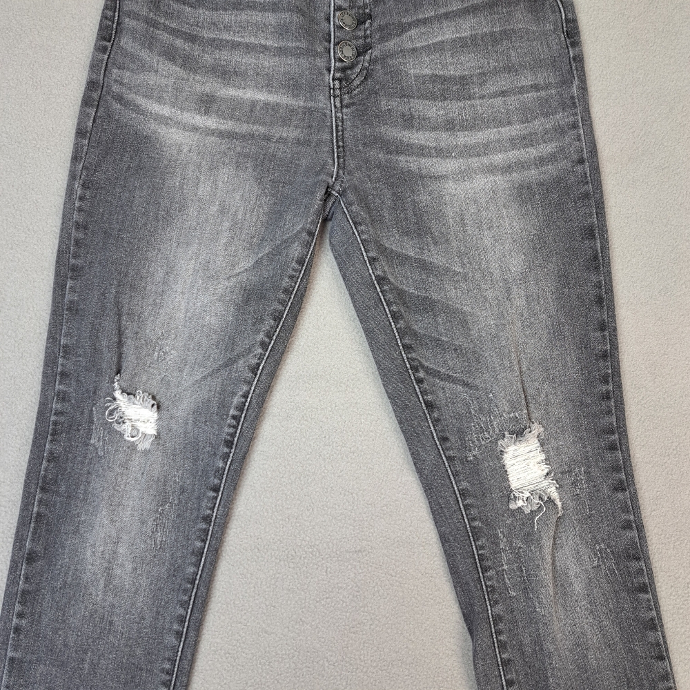 Judy Blue Jean Women Size 27 Distressed Skinny Fit Stretch Charcoal‎ Gray EUC - Picture 3 of 15